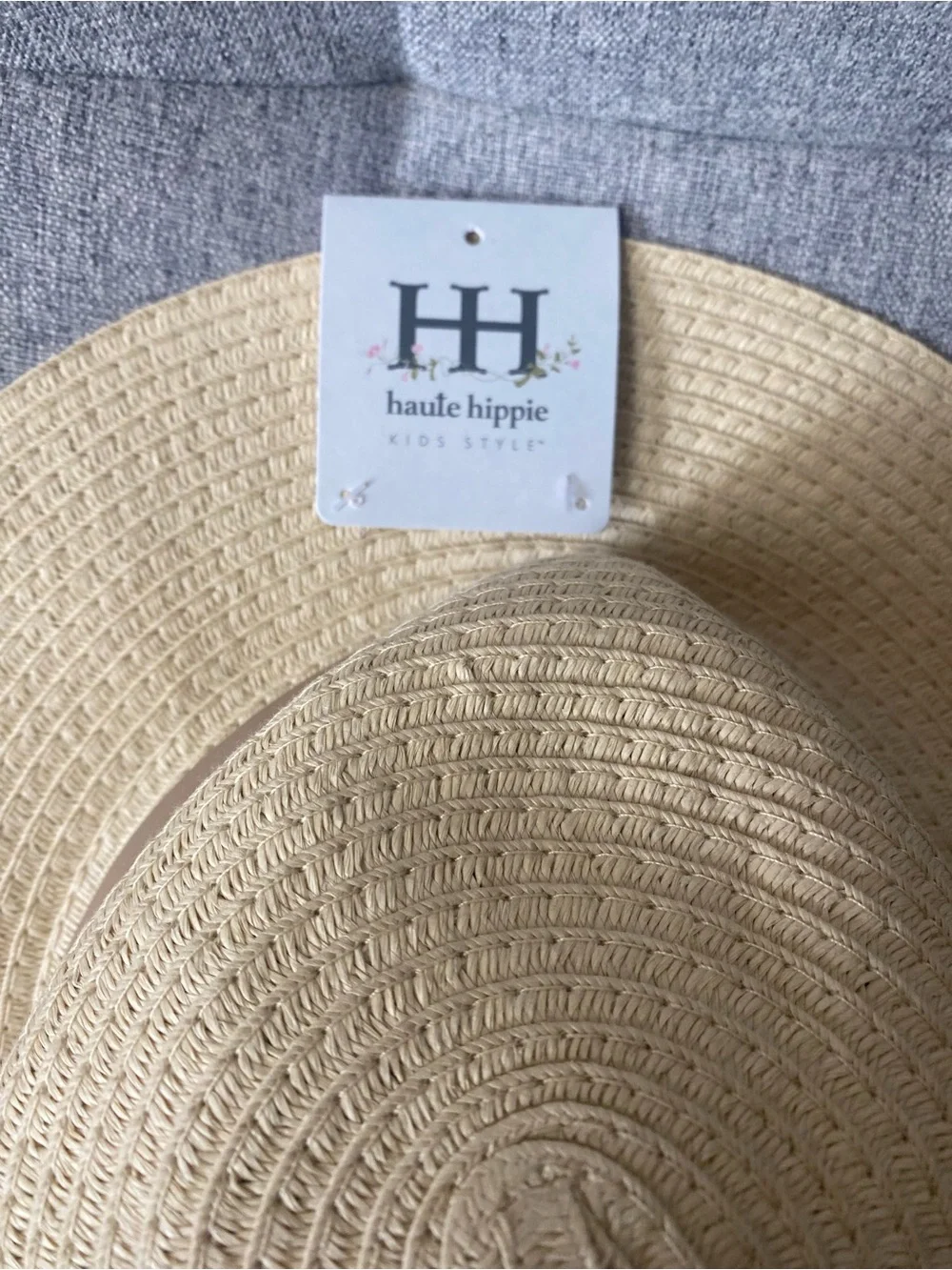 Haute Hippie Kid’s Natural Straw Sun Hat Simple Band Boho Beach Vacation OS